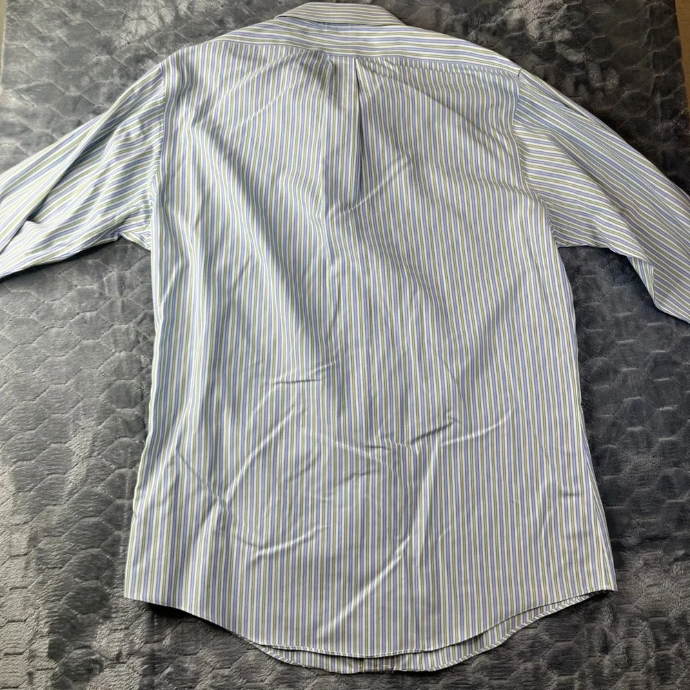 Brooks Brothers Button Down Men 16-33 Blue Green Striped Slim Fit Cotton - Picture 9 of 9